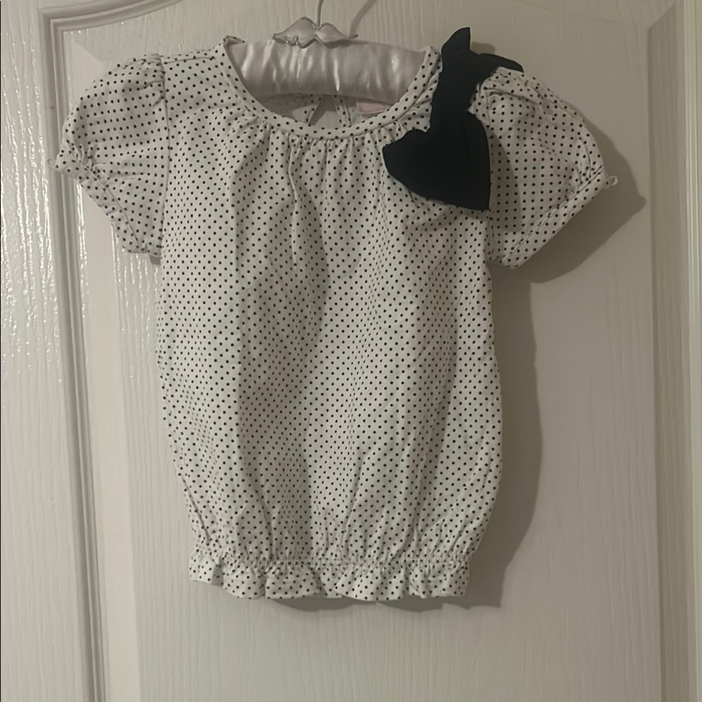 Janie and Jack White and Black Polka Dot Blouse with Bow